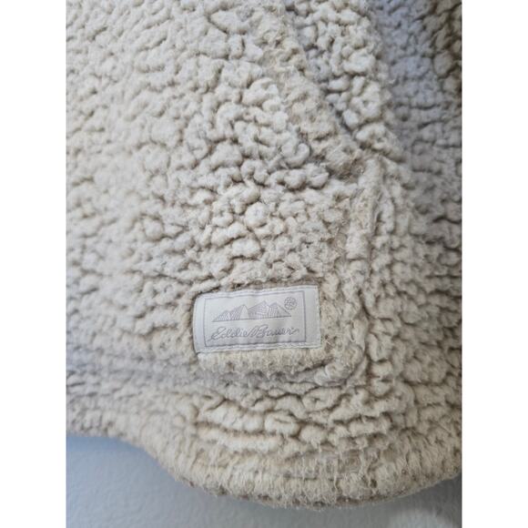 Eddie Bauer Sherpa Pullover Cream Fleece Cozy Teddy Sweater Women's M Cabincore - Picture 3 of 8